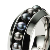 Monomania Ring Perlenkranz, Süßwasserperle grau, 10mm