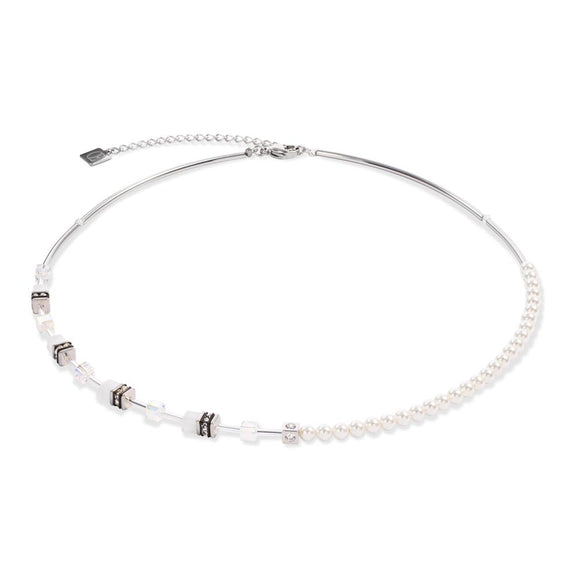 Coeur de Lion GeoCUBE® Mini Fusion Pearls Halskette silber-w