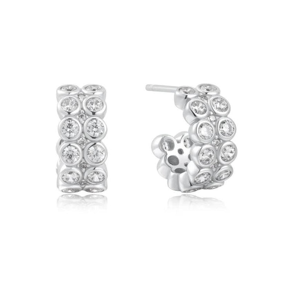 Ania Haie Ohstecker Silber Doppelreihe Zirkonia weiß