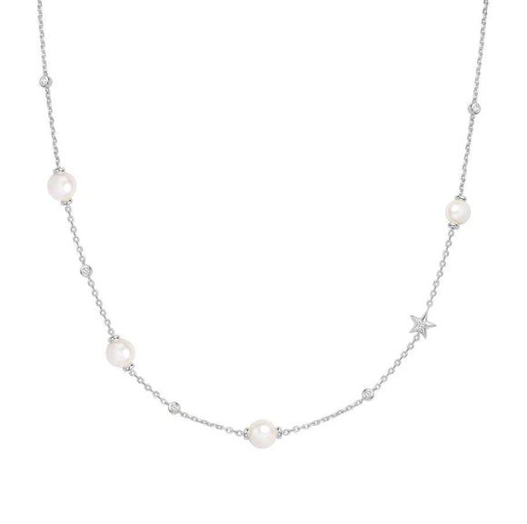 Ania Haie Kette Miss Dainty Silver Pearl and Star, Silber